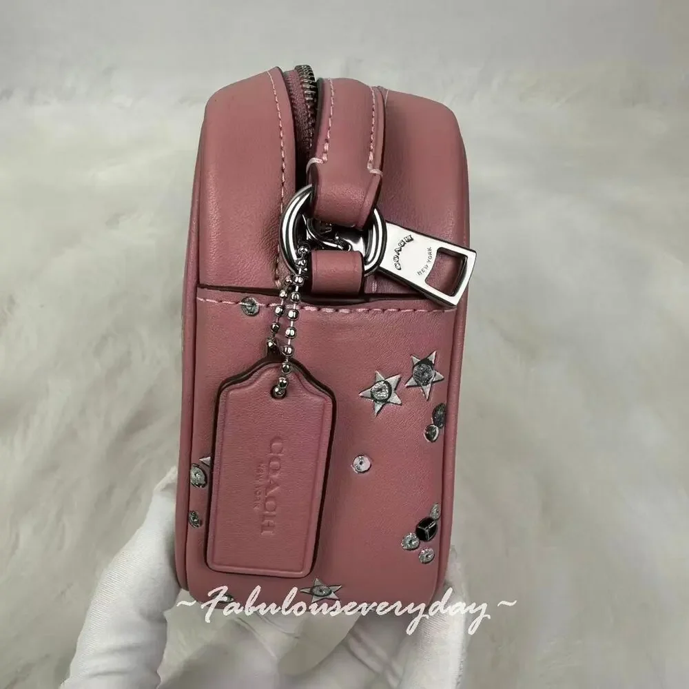 Coach Mini Jamie Camera Bag Crossbody With Star Print/Sv/Dusty Pink CCI73 NWT